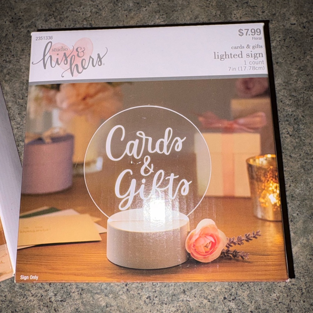 Guest Book & Cards & Gifts Lighted Signs - Pink Floral Accents - Picture 2 of 4